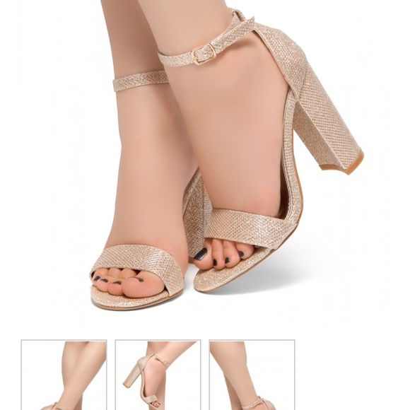 rosemmina Shoes - Gold glitter chunky heels